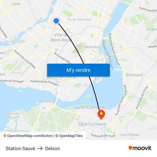 Station Sauvé to Delson map