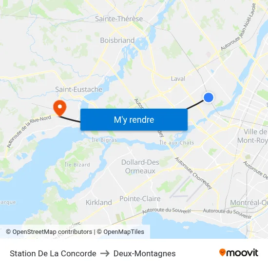 Station De La Concorde to Deux-Montagnes map