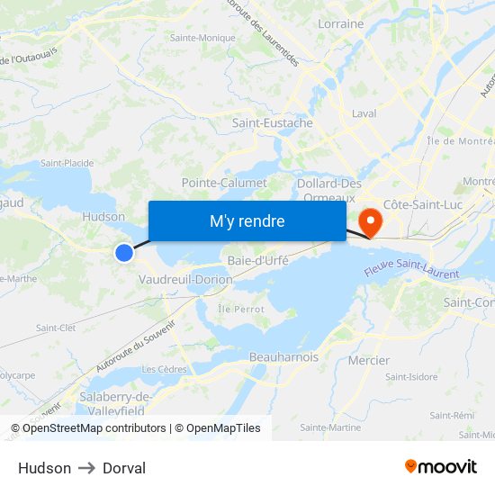 Hudson to Dorval map