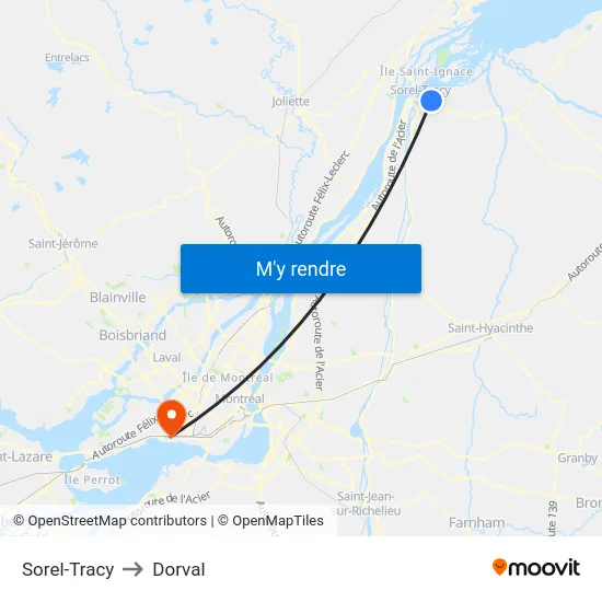 Sorel-Tracy to Dorval map