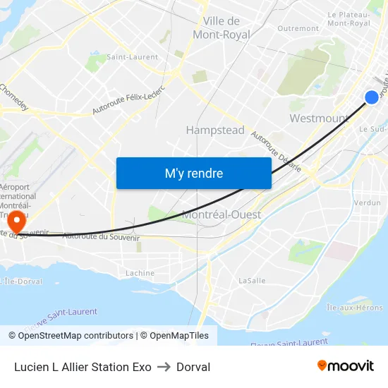 Lucien L Allier Station Exo to Dorval map