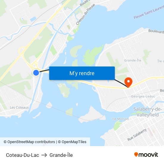 Coteau-Du-Lac to Grande-Île map
