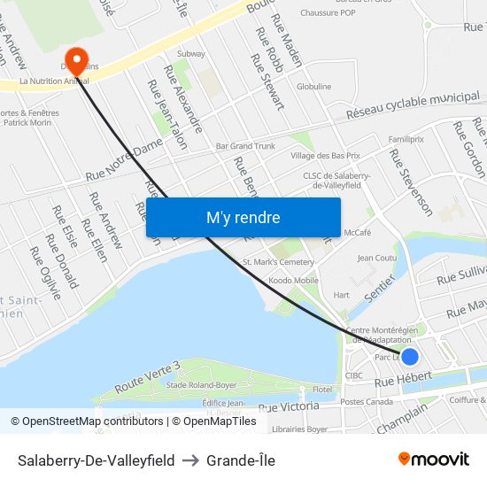 Salaberry-De-Valleyfield to Grande-Île map