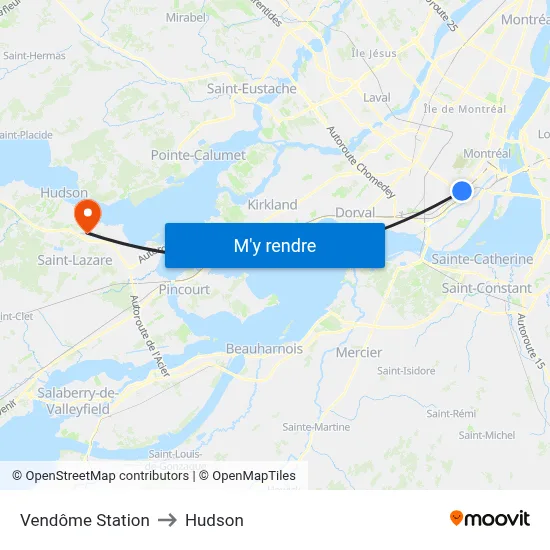 Vendôme Station to Hudson map