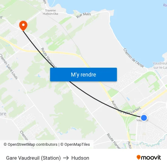 Gare Vaudreuil (Station) to Hudson map