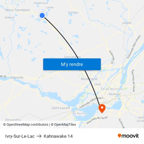 Ivry-Sur-Le-Lac to Kahnawake 14 map