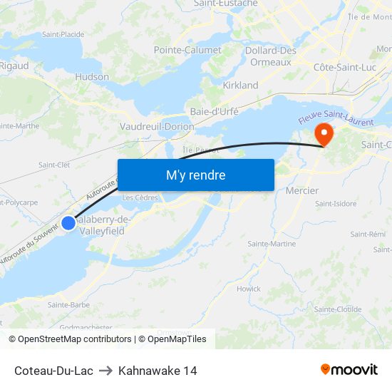 Coteau-Du-Lac to Kahnawake 14 map