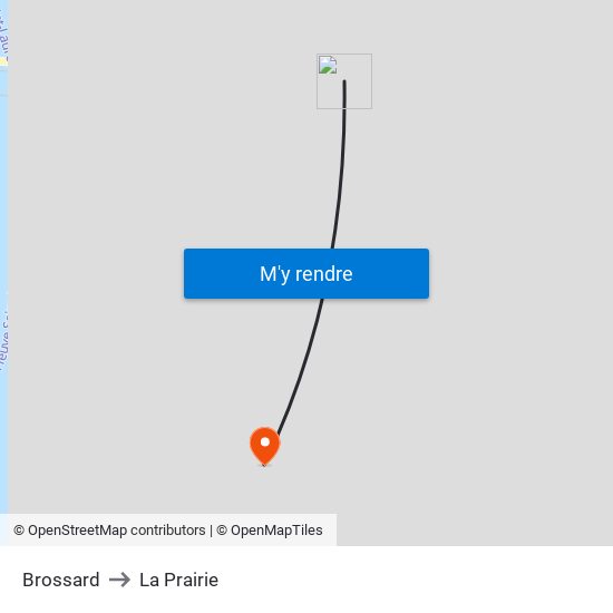 Brossard to La Prairie map