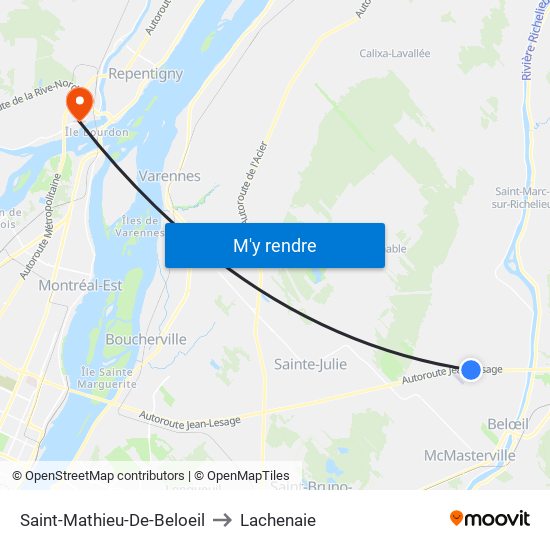 Saint-Mathieu-De-Beloeil to Lachenaie map