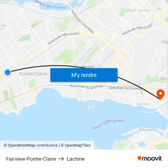 Fairview-Pointe-Claire to Lachine map