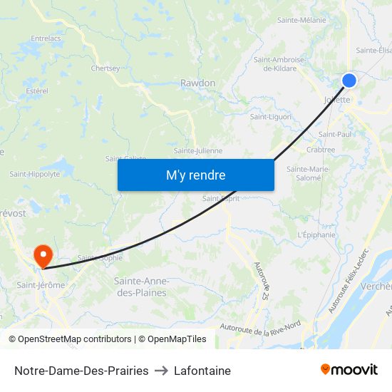 Notre-Dame-Des-Prairies to Lafontaine map