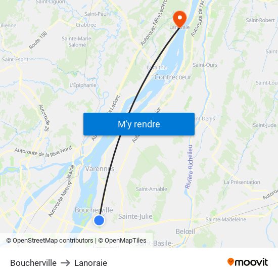 Boucherville to Boucherville map