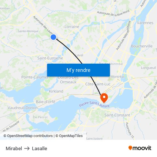 Mirabel to Lasalle map