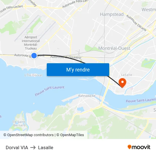 Dorval VIA to Lasalle map