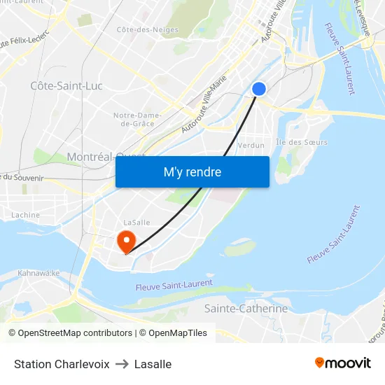 Station Charlevoix to Lasalle map