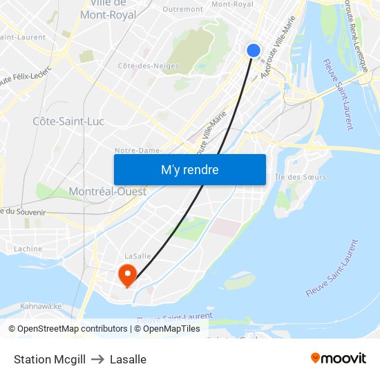 Station Mcgill to Lasalle map