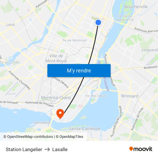 Station Langelier to Lasalle map