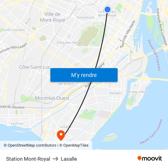 Station Mont-Royal to Lasalle map