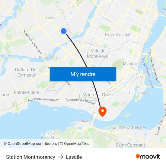 Station Montmorency to Lasalle map