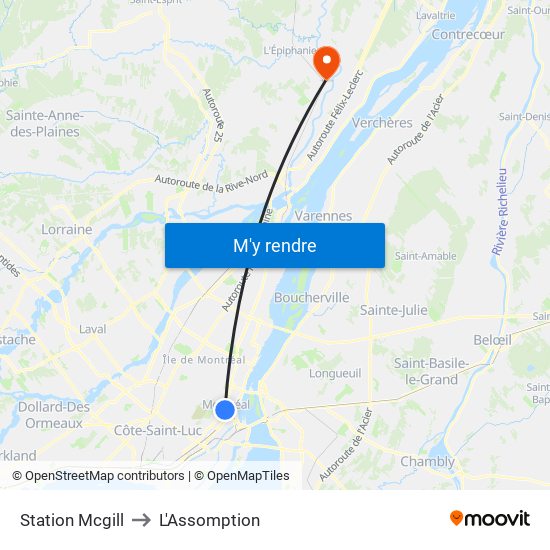 Station Mcgill to L'Assomption map