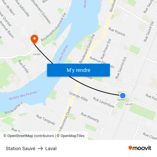 Station Sauvé to Laval map