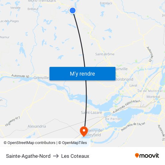 Sainte-Agathe-Nord to Les Coteaux map