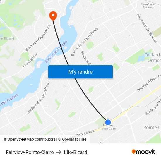 Fairview-Pointe-Claire to L'Île-Bizard map