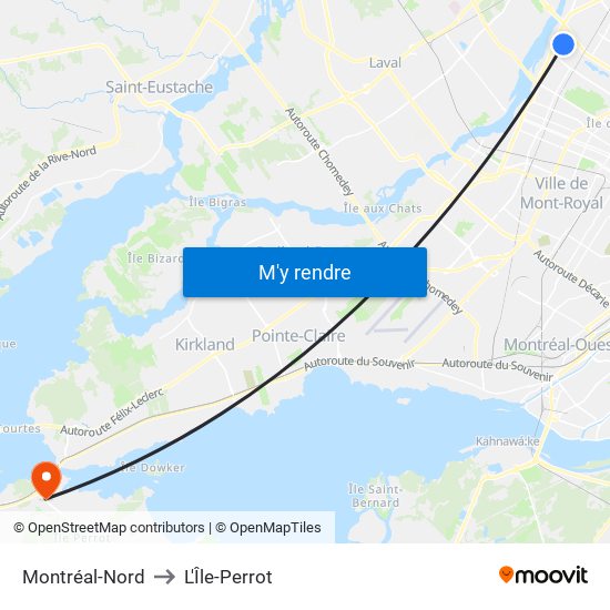 Montréal-Nord to L'Île-Perrot map