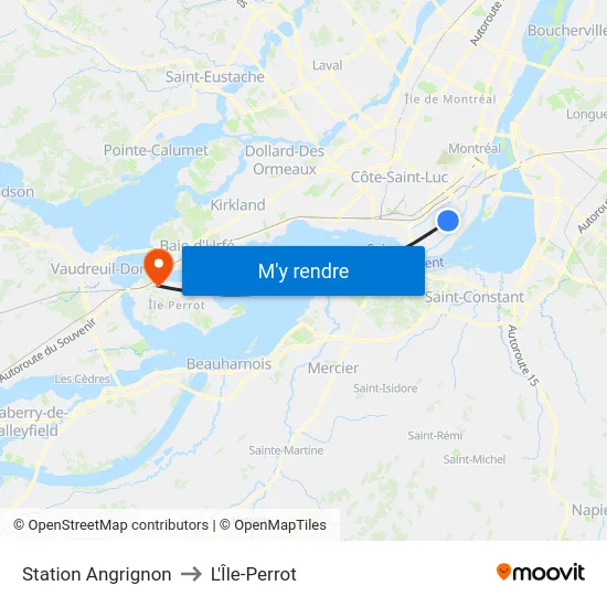 Station Angrignon to L'Île-Perrot map