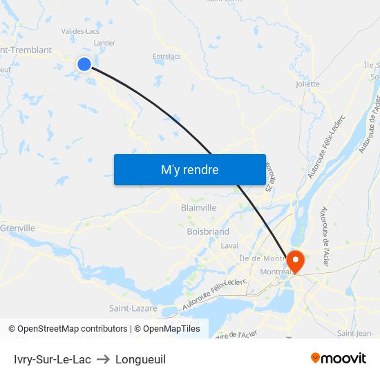 Ivry-Sur-Le-Lac to Longueuil map