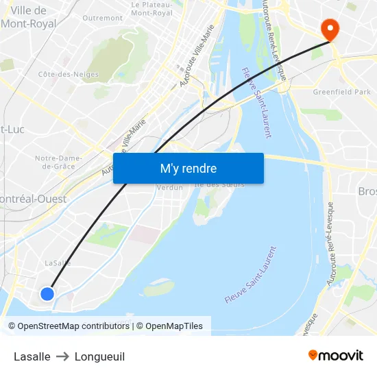 Lasalle to Longueuil map