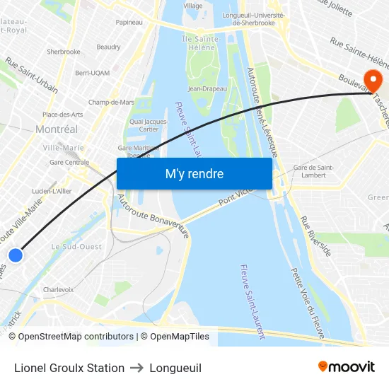 Lionel Groulx Station to Longueuil map