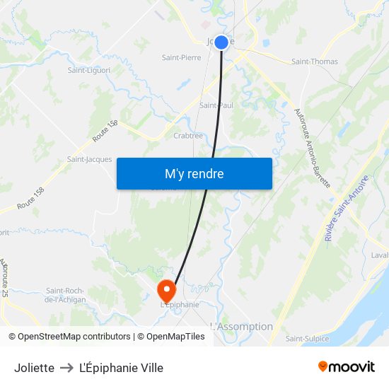 Joliette to Joliette map