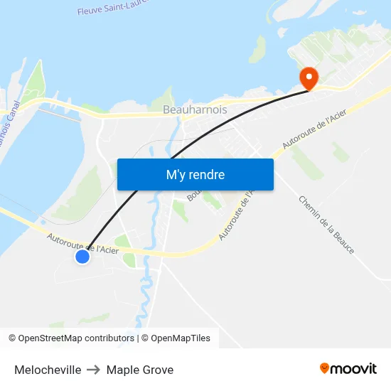 Melocheville to Maple Grove map