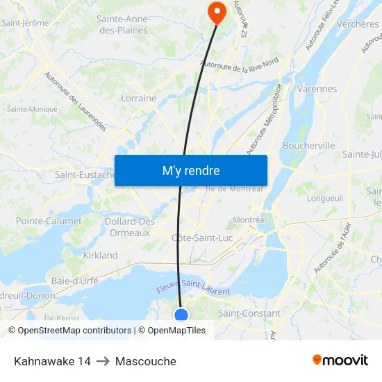 Kahnawake 14 to Mascouche map
