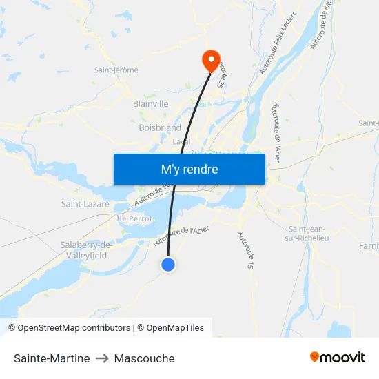 Sainte-Martine to Mascouche map