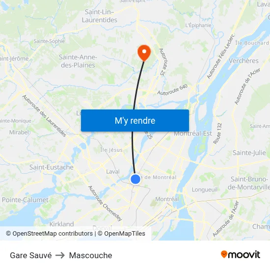 Gare Sauvé to Mascouche map