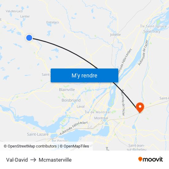 Val-David to Mcmasterville map