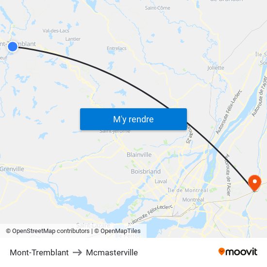 Mont-Tremblant to Mcmasterville map