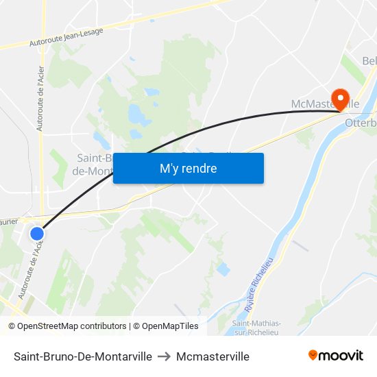Saint-Bruno-De-Montarville to Mcmasterville map