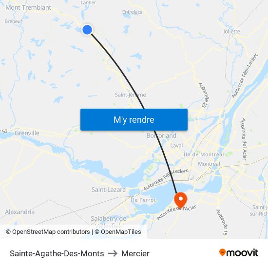 Sainte-Agathe-Des-Monts to Mercier map