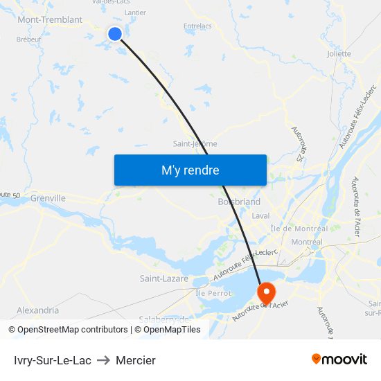 Ivry-Sur-Le-Lac to Mercier map