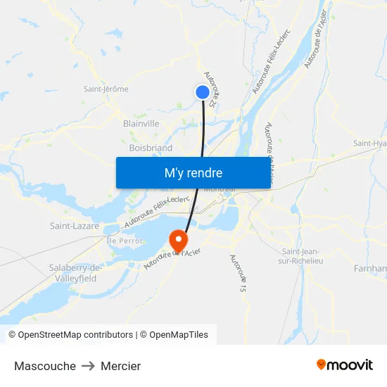 Mascouche to Mercier map