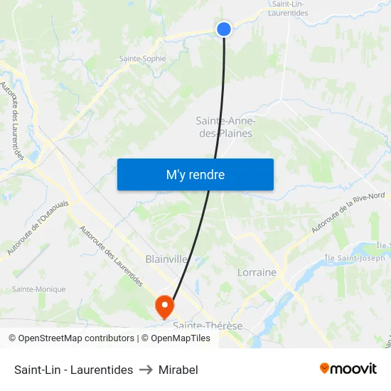 Saint-Lin - Laurentides to Mirabel map