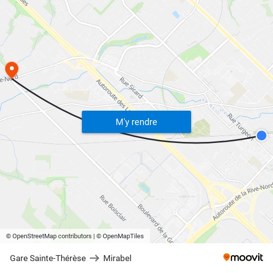 Gare Sainte-Thérèse to Mirabel map