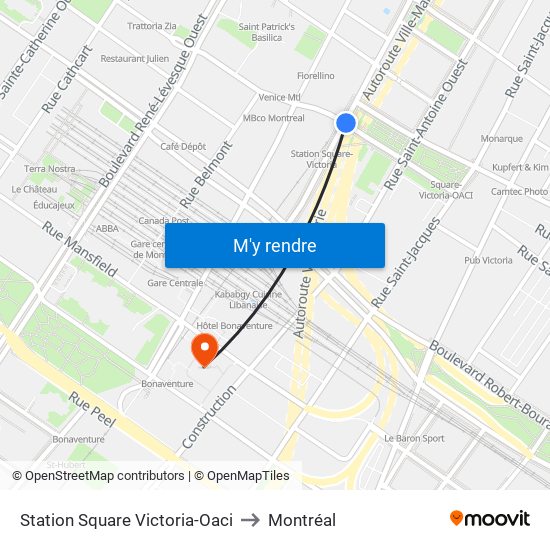 Station Square Victoria-Oaci to Montréal map