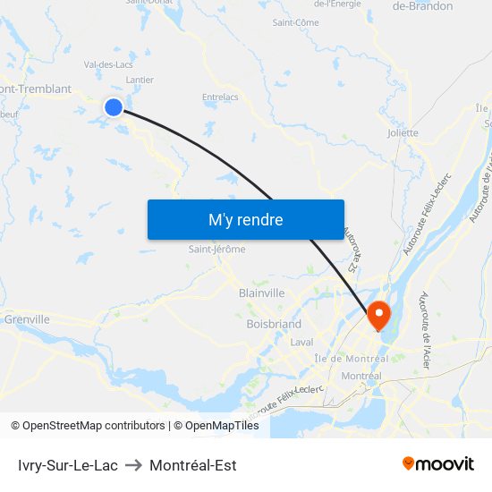 Ivry-Sur-Le-Lac to Montréal-Est map