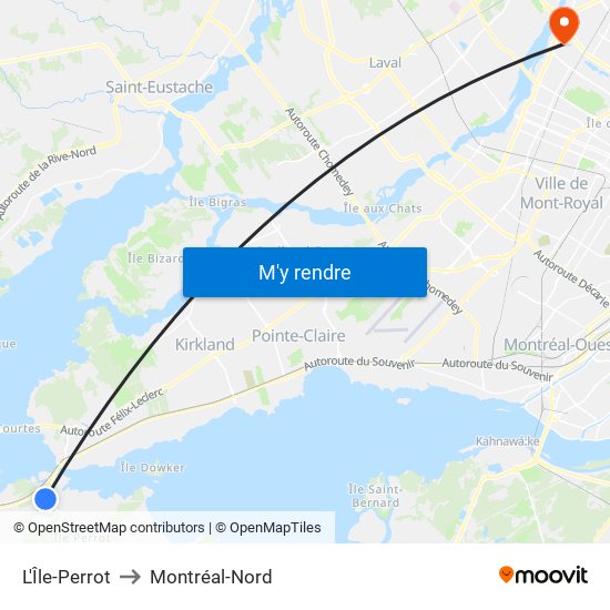 L'Île-Perrot to Montréal-Nord map