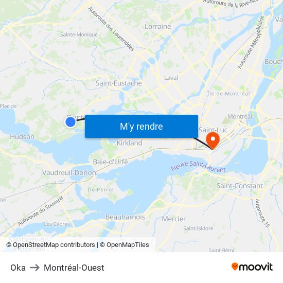 Oka to Montréal-Ouest map