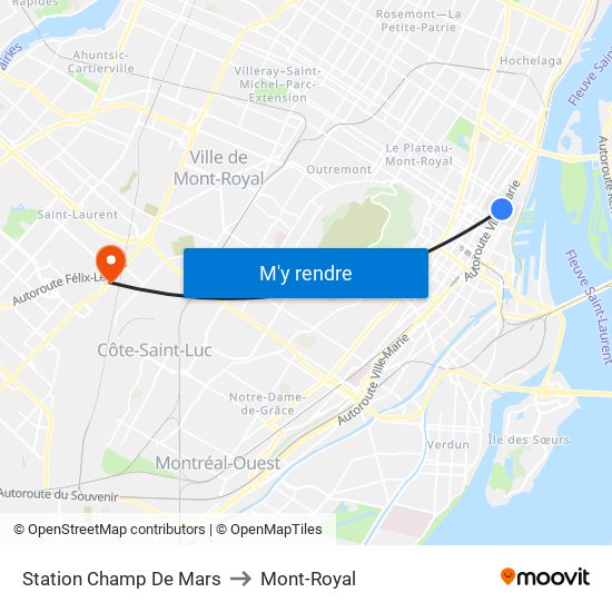Station Champ De Mars to Mont-Royal map